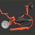 Red Tracked Motorcycle Featuring Red Seat Blue Display Screen And Off Road Design