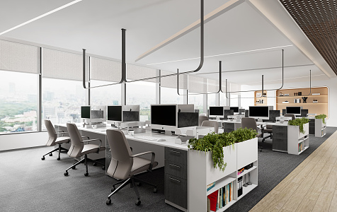 Modern public office area 3d model