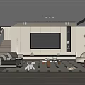 Modern Living Room Interior Design With TV Wall Sofa Coffee Table And Area Rug