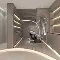 Modern Beauty Hair Salon Interior Design With Reception Desk Spiral Staircase And White Chairs