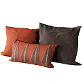 Soft Orange and Dark Gray Throw Pillows Featuring Leaf Shaped Stitched Decorations for Home Interior 3d model