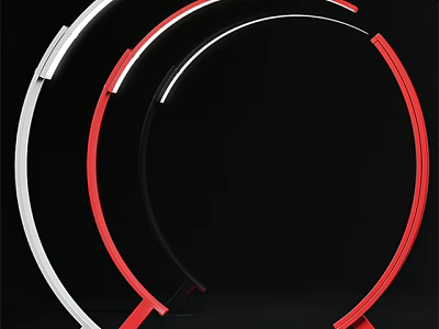 Unique Abstract Shaped Table Lamp With Red White Curved Ring Design For Modern Decor 3d model