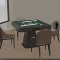 Modern Entertainment Table With Green Felt Surface Four Chairs And Contemporary Design