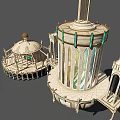 Ancient Themed 3D Architectural Models With Domed Pavilion And Tower Structure 3d model