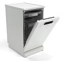 Modern Kitchen Dishwasher Appliance With Stainless Steel Interior Racks And Control Panel