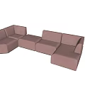 Pink Modular Sectional Sofa With Velvet Upholstery And Versatile Seating Design 3d model