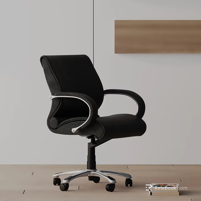 Black Modern Office Chair With Ergonomic Design Swivel Base And Comfortable Armrests 3d model 