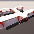White Orange Geometric Multi Panel Structure With Black Base And Modern Design