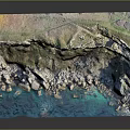 Natural Coastal Garden Landscape With Cliff Rocks And Turquoise Sea Water