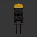 Yellow Forklift With Black Cabin And Front Forks On Reflective Surface