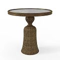 Stylish Round Dining Table With Glass Top And Woven Base Design 3d model