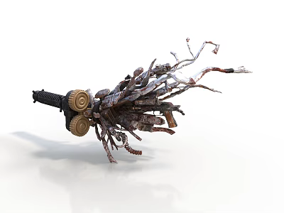 Mechanical Organic Hybrid Scene Component With Wired Metallic And Biological Elements 3d model