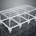 3D White Steel Structure Frame Model With Multiple Beams And Support Columns 3d model