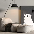 Modern Lazy Sofa Foot Floor Lamp Simple Bookshelf 3d model