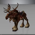3D Moose Character Model With Red Harness Saddle And Realistic Fur Details Stance