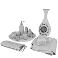 Stylish Bathroom Accessories Set Including Soap Towels Scented Candles Tray And Decorative Bottle