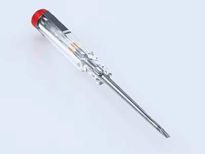 Tactical Weapon With Red Top Transparent Handle And Metal Shaft Design 3d model