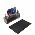 Modern Wooden Storage Cabinet With QLED TV Vase Books And Decorative Items