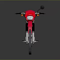 Red Off Road Motorcycle With Large Tires Black Mirrors And Silver Engine