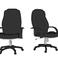 Black Leather Office Chairs With Armrests And Wheeled Base For Workspace