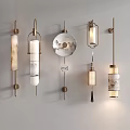 Elegant Modern Wall Sconces With Various Designs And Warm Lighting On White Wall 3d model