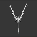White Mechanical Military Equipment Model With Long Gun Barrel And Wheels