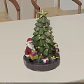 Festive Decorative Ornament Set With Green Christmas Tree Santa Claus Figurine And Gifts