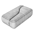 Modern Cream Upholstered Ottoman With Curved Design And Sleek Gold Metal Base