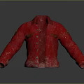 Stylish Red Open Front Jacket With Button Details And Distressed Edges 3d model