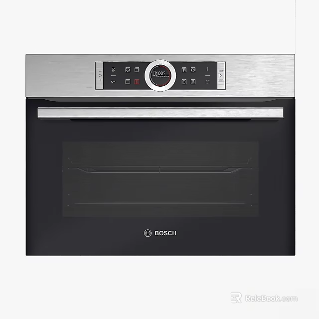 Bosch Built In Oven With Stainless Steel Frame And Black Glass Door 3d model 