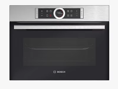 Bosch Built In Oven With Stainless Steel Frame And Black Glass Door 3d model