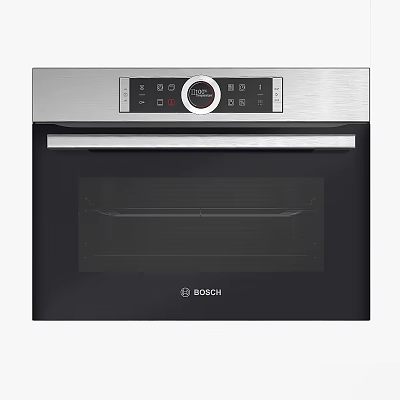Bosch Built In Oven With Stainless Steel Frame And Black Glass Door 3d model