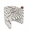 Modern Upholstered Accent Chair With Black And White Wavy Pattern Design 3d model