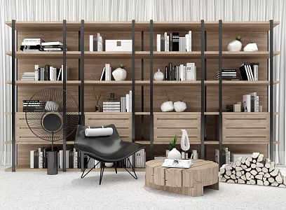 Modern bookcase leisure chair 3d model