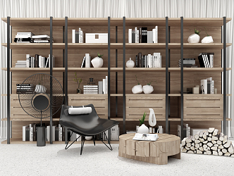 Modern bookcase leisure chair 3d model