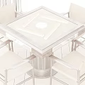 Modern Square Wooden Entertainment Table With Four Chairs And Game Components