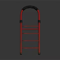 Sturdy Red Metal Ladder With Black Handle And Non Slip Steps For Home Use