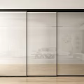 Modern Interior Sliding Doors With Glass Panels And Black Frames For Room Partitioning
