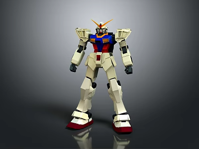 Gundam Humanoid Robot Character With White Blue Red Armor And Orange Antenna Mecha Design 3d model