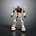 Gundam Humanoid Robot Character With White Blue Red Armor And Orange Antenna Mecha Design