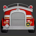 Red Fire Truck With Silver Ladder Front Grille And Black Wheels Design