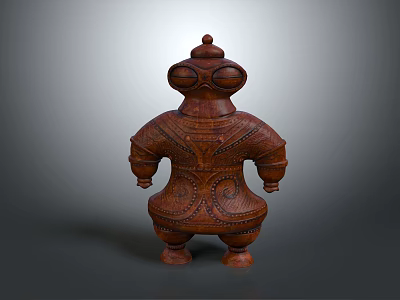 Intricate Wooden Game Movie Character With Decorative Patterns And Traditional Design 3d model