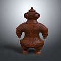 Intricate Wooden Game Movie Character With Decorative Patterns And Traditional Design