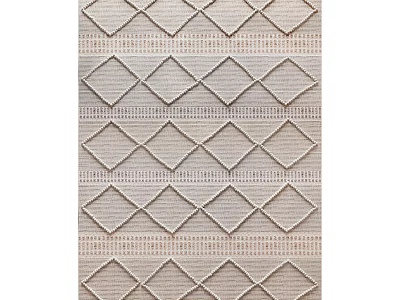 Minimalist Diamond and Stripe Pattern Square Area Rug with Woven Texture in Neutral Tone 3d model