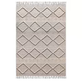 Minimalist Diamond and Stripe Pattern Square Area Rug with Woven Texture in Neutral Tone