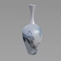Elegant White Vase With Landscape Art And Fresh Flower Arrangement