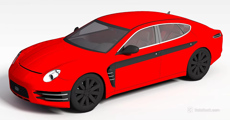 Red Sleek Sports Car With Aerodynamic Body Black Accents And Wheels 3d model 