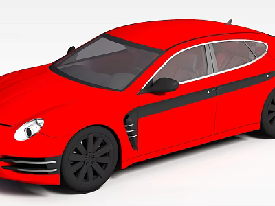 Red Sleek Sports Car With Aerodynamic Body Black Accents And Wheels 3d model