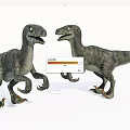 Realistic Reptile Dinosaur Models With Green Spotted Skin Standing Facing Each Other