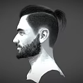 Side Profile Of Man With Short Sides Long Top Ponytail And Beard
